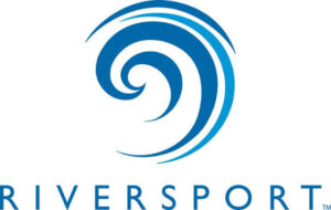 Swirling blue logo with the name Riversport below.